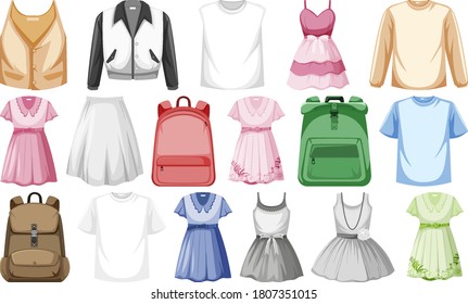 Set of fashion outfits illustration