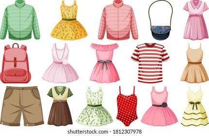 Set of fashion outfits illustration