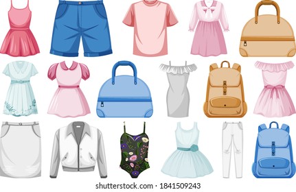 Set of fashion outfits illustration