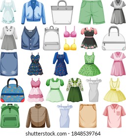 Set of fashion outfits illustration