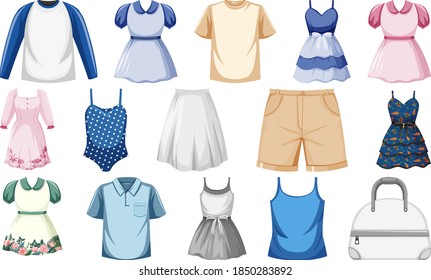 Set of fashion outfits illustration