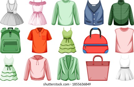 Set of fashion outfits illustration