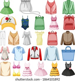 Set of fashion outfits illustration