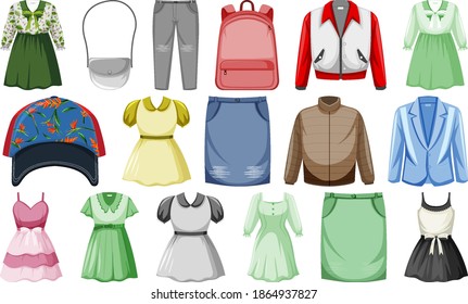 Set of fashion outfits illustration