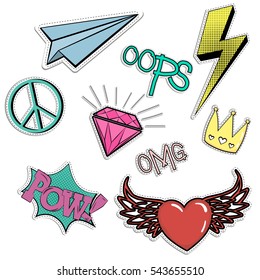 Set of fashion patch badges.