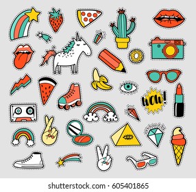 Set of fashion patch badges
