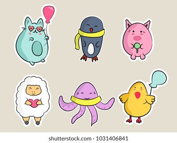 Set of fashion patches, cute colorful badges, fun cartoon icons design vector