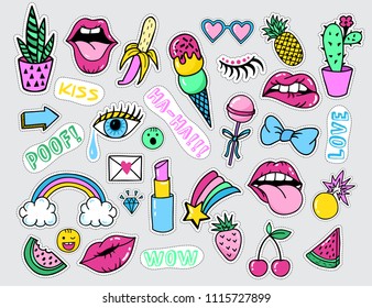 Set Popart Stickers Badges Pins Vector Stock Vector (Royalty Free ...