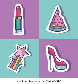 set fashion patches trendy design