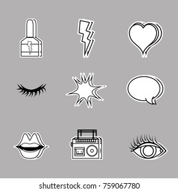 set fashion pop art patches design