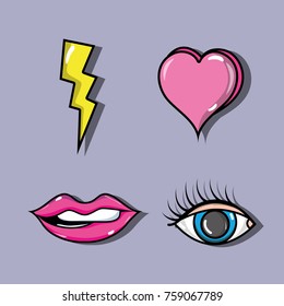 set fashion pop art patches design