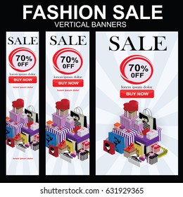 Set of fashion sale banners. Vector illustrations of shopping website and mobile website banners, posters, newsletter designs, ads, coupons, social media banners.