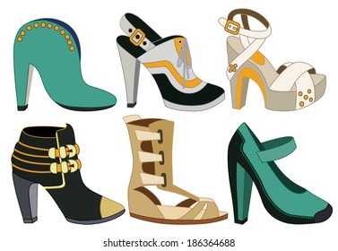 set of fashion shoes (vector illustration)