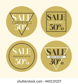 Set of fashion stickers sales and discounts. Fashion trend group of posters with the text.
