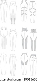 set of fashion technical sketches