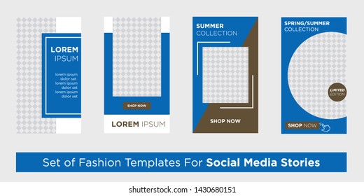 Set of Fashion Templates For Instagram, Facebook Stories. Design Backgrounds For Social Media Banner. Vector Illustration. Premium quality.