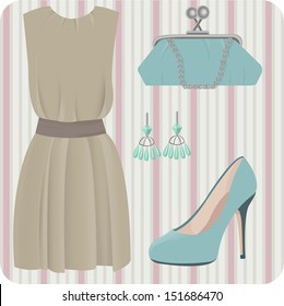 A set of fashion. Vintage, cute, romantic. vector illustration