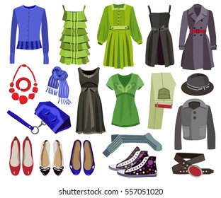 set of fashion women's clothes (vector illustration)