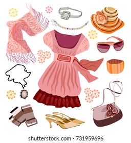 set of fashion women's clothes (vector illustration)