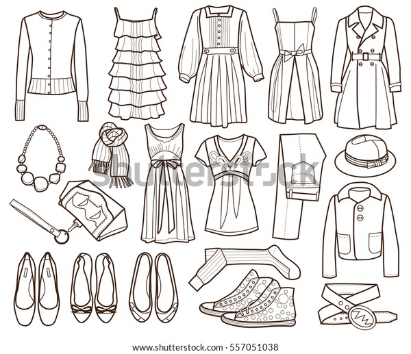 Set Fashion Womens Clothes Vector Illustration Stock Vector (Royalty ...