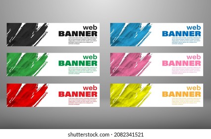 A set of fashionable abstract banners. Horizontal banners for websites, social networks, Facebook and Instagram With the ability to overlay text. Partially has a white background