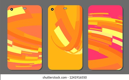 Set fashionable abstract ornaments for mobile phone cover and screen . The visible part of the clipping mask. The sample is ready for printing after the release clipping mask.Vector