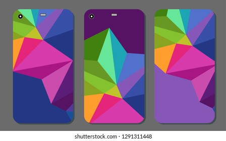 Set fashionable abstract ornaments for mobile phone cover and screen . The visible part of the clipping mask. The sample is ready for printing after the release clipping mask.Vector