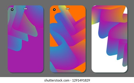 Set fashionable abstract ornaments for mobile phone cover and screen . The visible part of the clipping mask. The sample is ready for printing after the release clipping mask.Vector