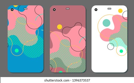 Set fashionable abstract ornaments for mobile phone cover and screen . The visible part of the clipping mask. The sample is ready for printing after the release clipping mask.Vector