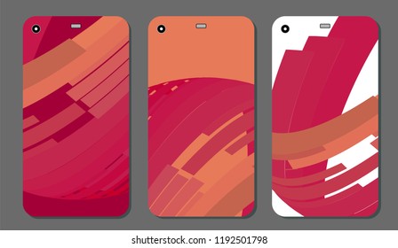 Set fashionable abstract wave effect ornaments for mobile phone cover and screen . The visible part of the clipping mask. The sample is ready for printing after the release clipping mask.Vector