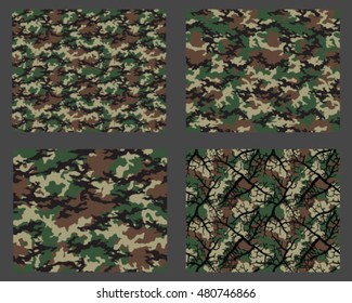 Set of fashionable camouflage pattern. Vector illustration.Millatry print .Seamless vector wallpaper

