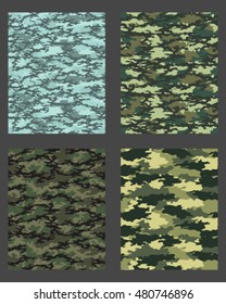 Set of fashionable camouflage pattern. Vector illustration.Millatry print .Seamless vector wallpaper