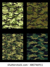 Set of fashionable camouflage pattern. Vector illustration.Millatry print .Seamless vector wallpaper
