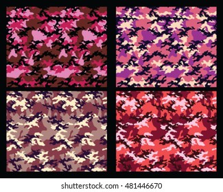 Set of fashionable camouflage pattern. Vector illustration.Millatry print .Seamless vector wallpaper