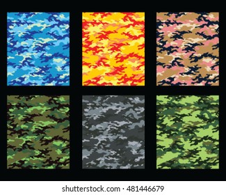 Set of fashionable camouflage pattern. Vector illustration.Millatry print .Seamless vector wallpaper