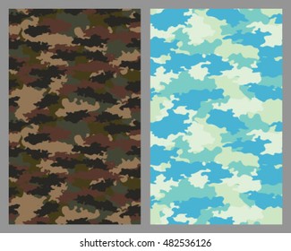 Set of fashionable camouflage pattern. Vector illustration.Millatry print .Seamless vector wallpaper

