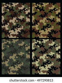 Set of fashionable camouflage pattern. Vector illustration.Millatry print .Seamless vector wallpaper

