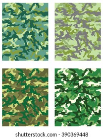 Set of fashionable camouflage patterns , vector illustration.Millatry print