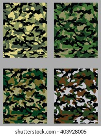 Set of fashionable camouflage patterns , vector illustration.Millatry print
