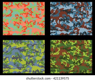 Set of fashionable camouflage patterns , vector illustration.Military print


