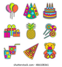 Set of fashionable cute patches elements. Vector illustration