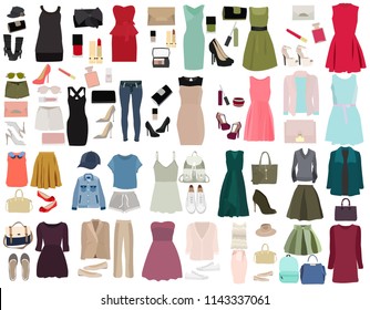 set of fashionable dresses, fashionable clothes