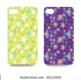 Set fashionable floral ornaments for mobile phone cover. Vector illustration