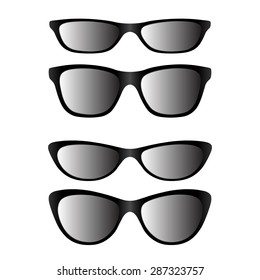 A set of fashionable glasses, isolated on white background. Vector illustration