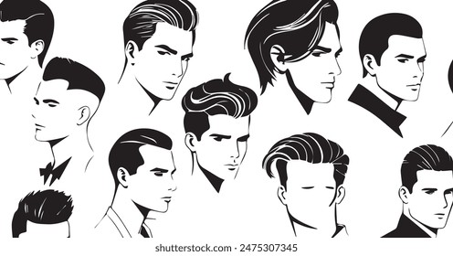 Set of fashionable men's hairstyles for designers isolated on white