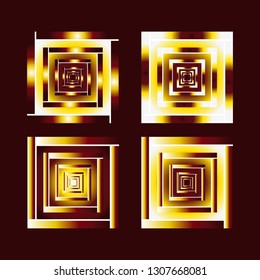 A set of fashionable patterns of volumetric icon decorations of Golden shiny shades texture to illustrate the background of the design logo with elements of abstract graphics of modern shades of Burgu