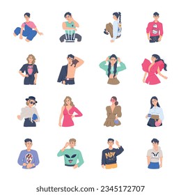 Set of Fashionable Persons Flat Illustrations 

