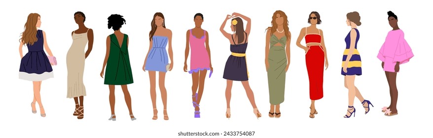 Conjunto de mujeres de moda en vestido de verano.