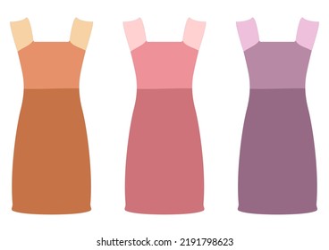 Set of fashionable women's dresses. Clothing model. Flat style.
