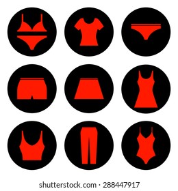 Set of fashionably women's clothing elements. Vector illustration